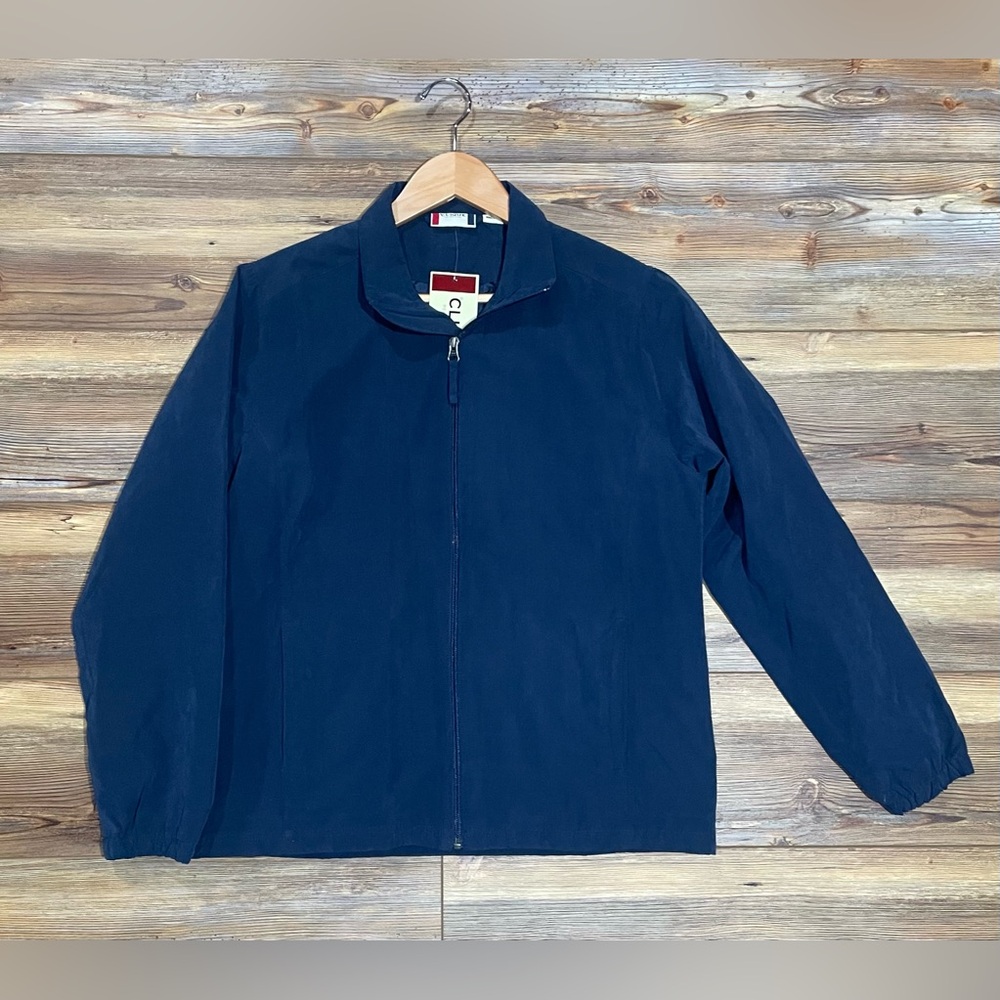 Golf Jacket Men Large Softshell Navy Blue Full Zip Outdoor Lined Clique NWT